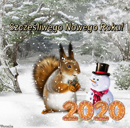 Kartka z wiewiórką Szczęśliwego Nowego Roku